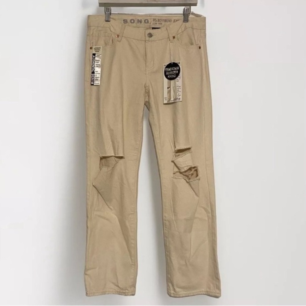 Sale🖤Boyfriend Jean Denim 100% Cotton Cream Color Low Rise 90’s Size 9 New